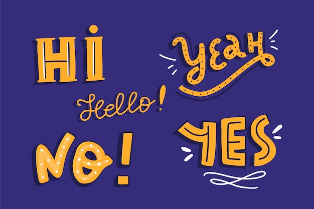 Vintage style of lettering expressions and onomatopoeia