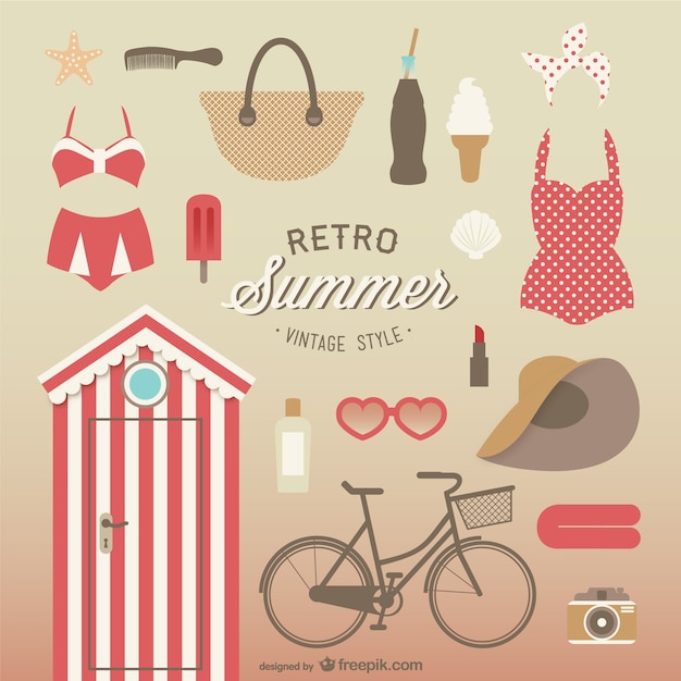 Vintage style summer elements collection