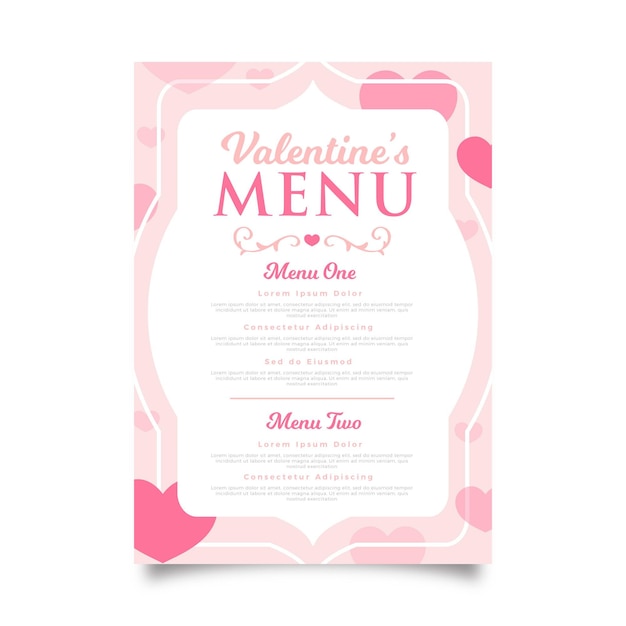 vintage style valentine's day menu template