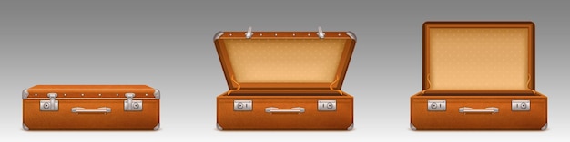 Vintage suitcase open and closed briefcase