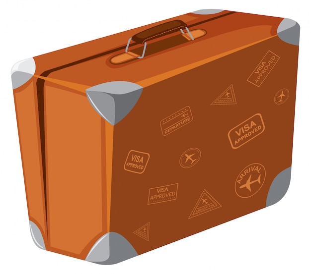 Free vector a vintage suitcase on white background