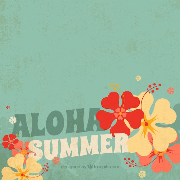 Free vector vintage summer background with colored flowers