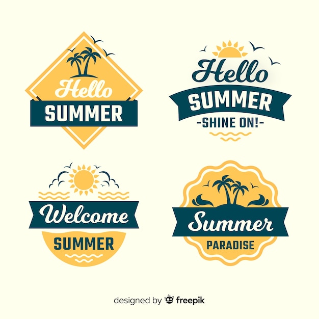 Free vector vintage summer badge collection