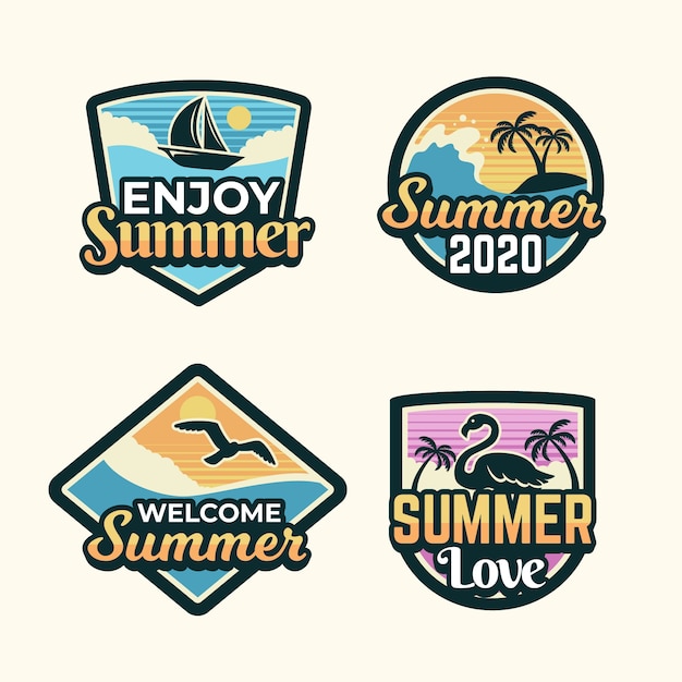 Free vector vintage summer badges