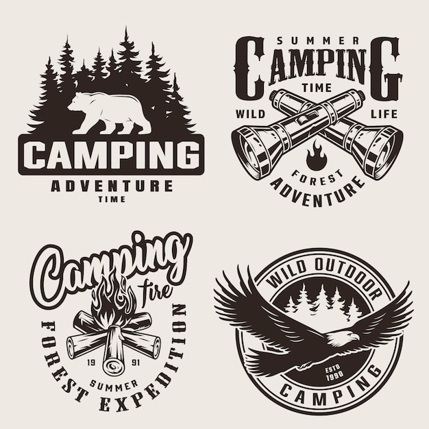 Vintage summer camping labels
