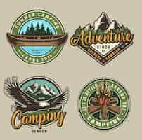 Free vector vintage summer camping labels