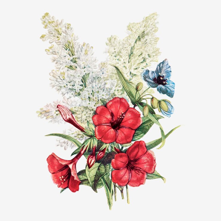 Free Vector vintage summer flowers bouquet vector