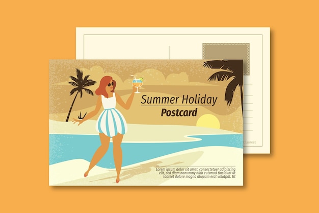 Free vector vintage summer holiday postcard template