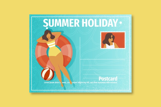 Vintage summer holiday postcard template