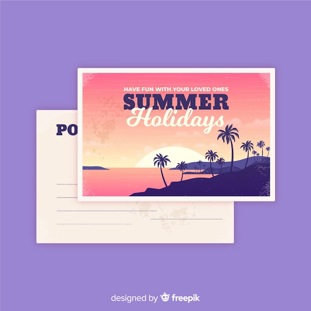 Free vector vintage summer holiday postcard