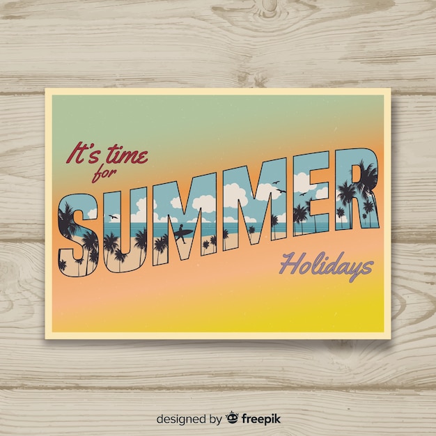 Free vector vintage summer holiday postcard