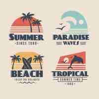 Free vector vintage summer labels concept