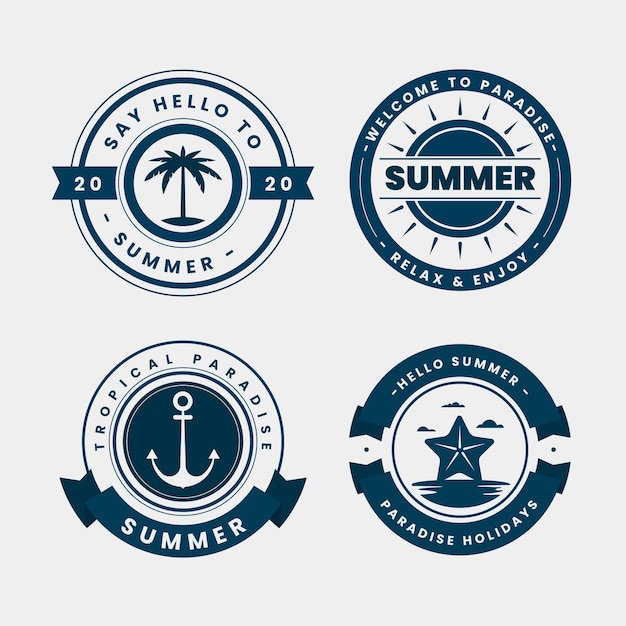 Free vector vintage summer labels concept