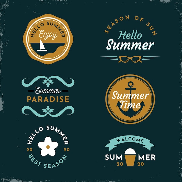 Free vector vintage summer labels template