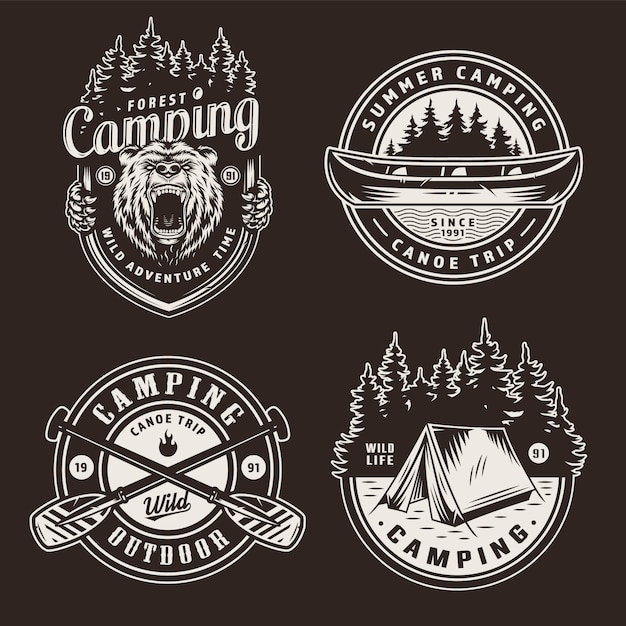 Vintage summer outdoor recreation emblems