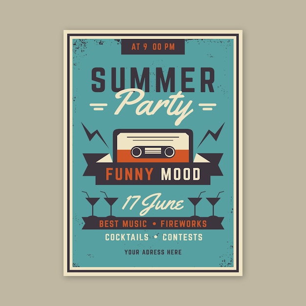 Vintage summer party poster concept