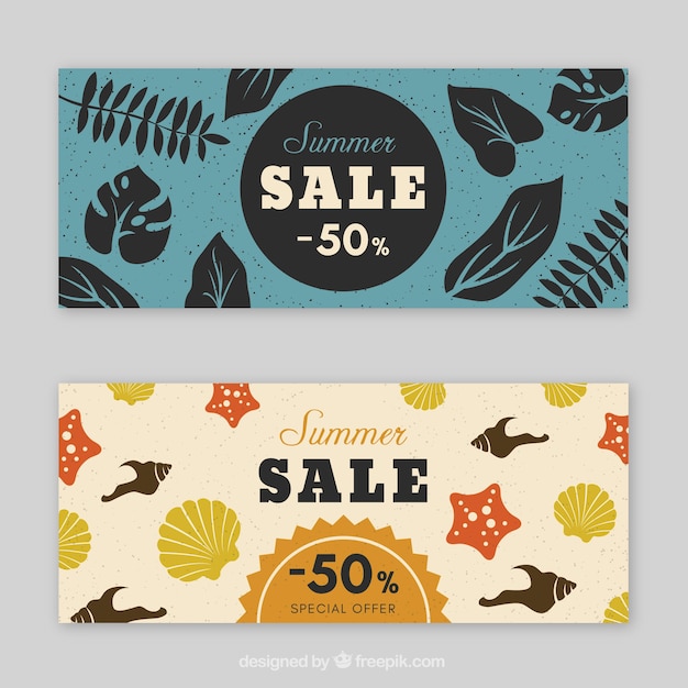 Free vector vintage summer sale banners