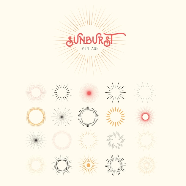 Free vector vintage sunburst collection