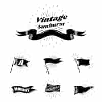 Vettore gratuito bandiere vintage sunburst