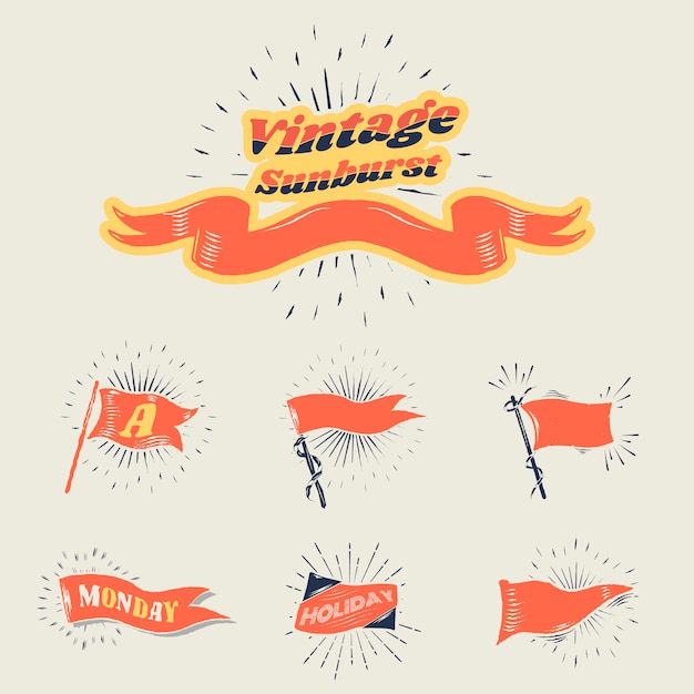 Vintage sunburst flags