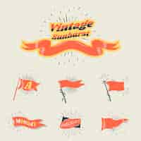 Vettore gratuito bandiere vintage sunburst