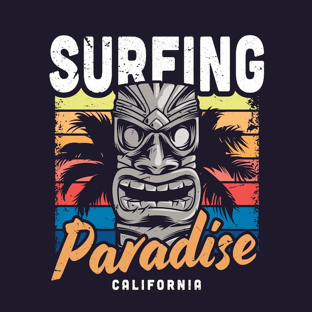 Free vector vintage surfing paradise illusion