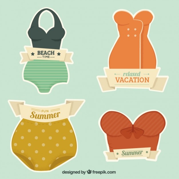Free vector vintage swimsuit label collection