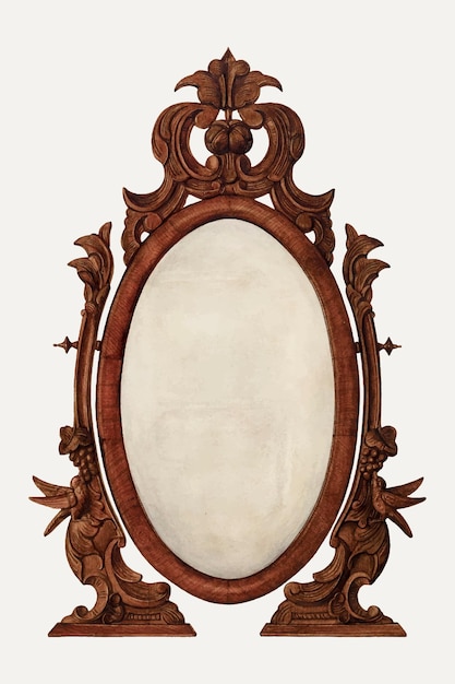 Free vector vintage table mirror vector illustration, remixed from the artwork by helen bronson