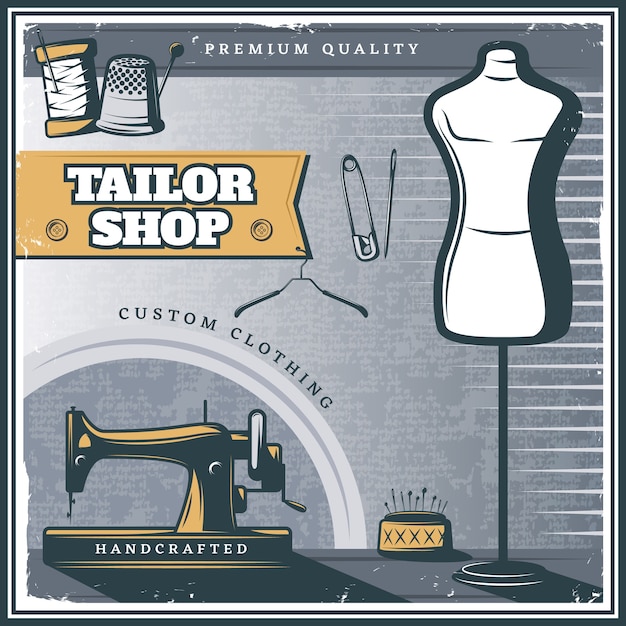 Free vector vintage tailor shop poster