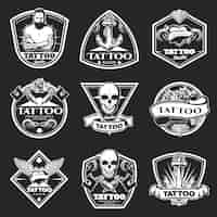Бесплатное векторное изображение Набор логотипов студии vintage tatoo