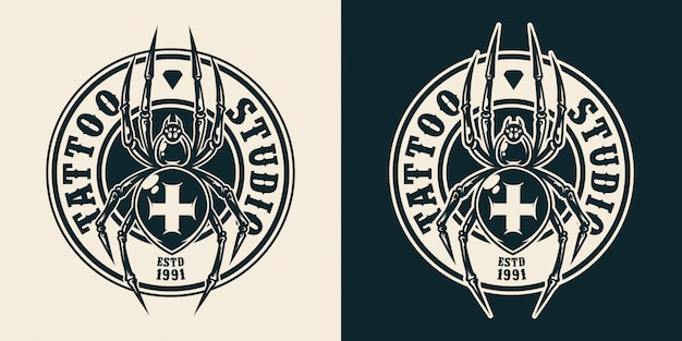 Vintage tattoo salon round logo