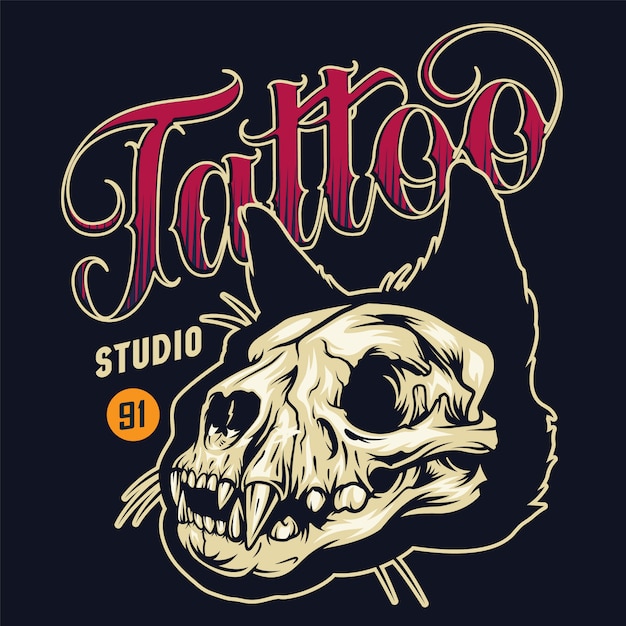 Vintage tattoo studio colorful badge