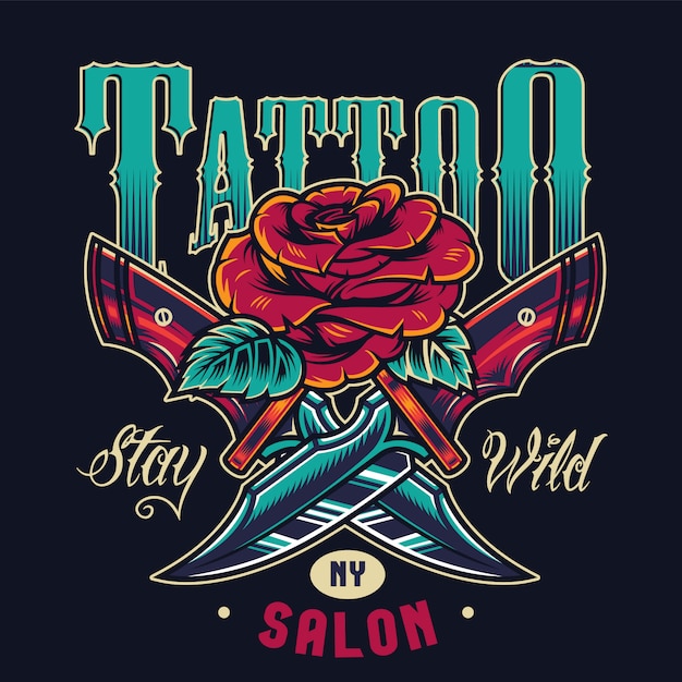 Logo colorato studio tatuaggio vintage