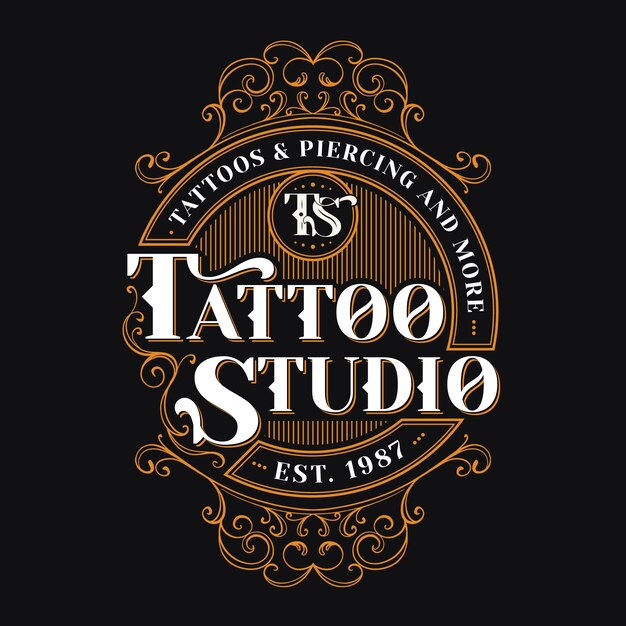 Vintage tattoo studio logo template