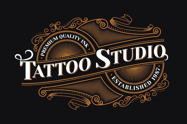 Personalized floral tattoo studio sign writing sticker 10895 - Rustypod  Store