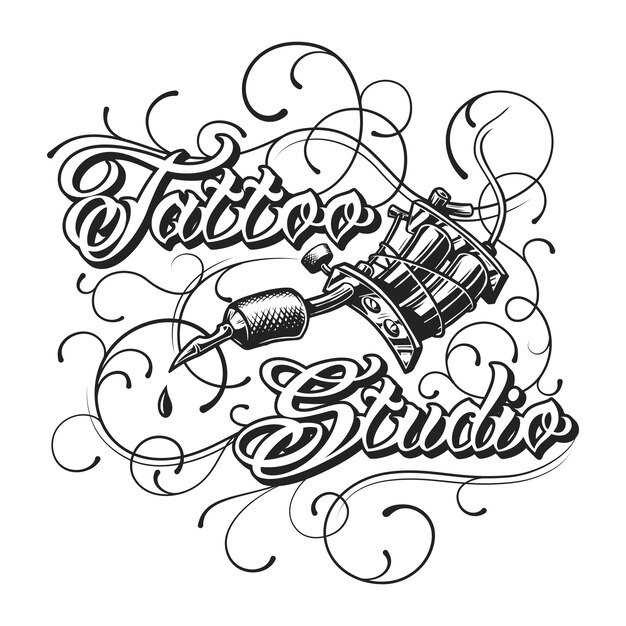 Vintage tattoo studio monochrome logotype