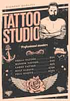 Free vector vintage tattoo studio poster