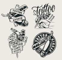 Free vector vintage tattoo studio prints