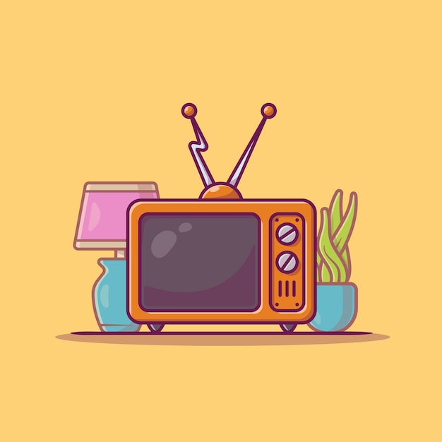 Vintage television cartoon icon illustration.