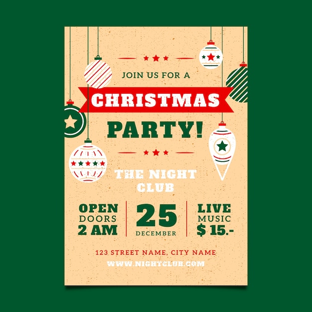 Free vector vintage template christmas party poster