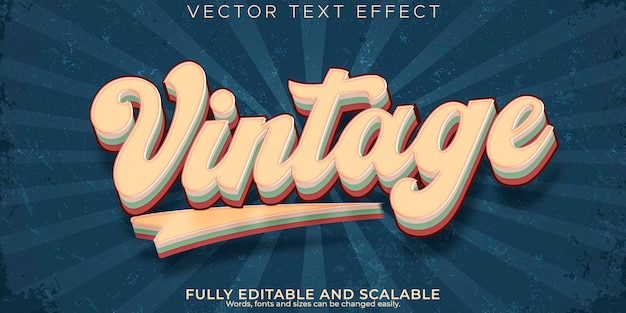 Бесплатное векторное изображение Винтажный текстовый эффект, редактируемый стиль текста в стиле ретро 80-х