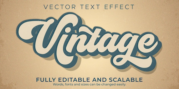 Vintage text effect editable retro and old text style