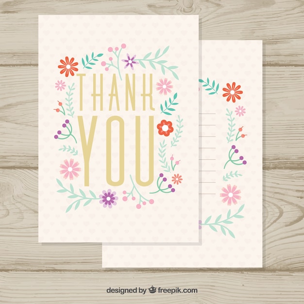 Free vector vintage thank you card with small flowers