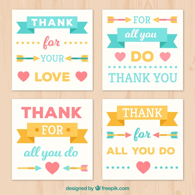 Free vector vintage thank you cards pack