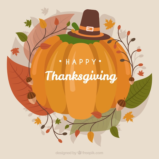 Free vector vintage thanksgiving background with pumpkin