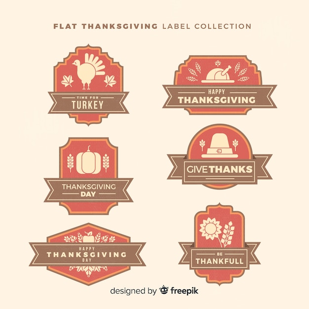 Free vector vintage thanksgiving day label collection