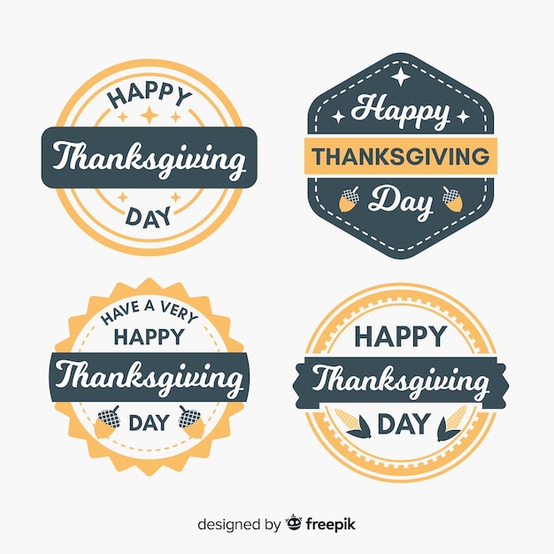 Free vector vintage thanksgiving day label collection