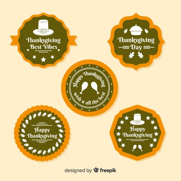 Free vector vintage thanksgiving day label collection