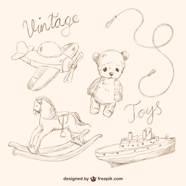 Free vector vintage toy scribbles collection