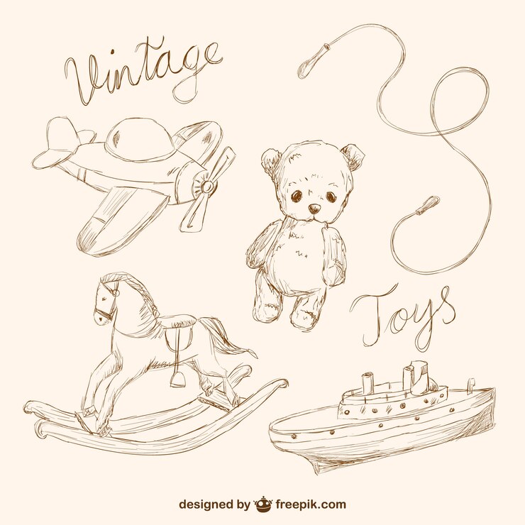 Free Vector vintage toy scribbles collection